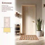 Ultra Soft Area Rug, Non Slip, Stain Resistant, Washable Area Rugs for Living Room, Bedroom, Boho Chic Area Floral Kitchen Mat(Beige)
