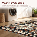 Ultra Soft Area Rug, Non Slip, Stain Resistant, Washable Area Rugs for Living Room, Bedroom, Unique Tiled Tribal Aesthetic(Brown)