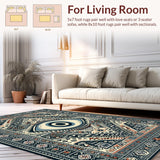 Ultra Soft Area Rug, Non Slip, Stain Resistant, Washable Area Rugs for Living Room, Bedroom, Dark Gray Contemporary Geometric Charm(Black)