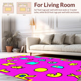 Ultra Soft Area Rug, Non Slip, Stain Resistant, Washable Area Rugs for Living Room, Bedroom, Vibrant Playful Numbered Safari Theme(Pink)