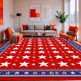 Independence Day Patriotic Area Rug with Bold Star Pattern(Red)