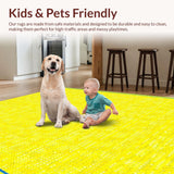 Ultra Soft Area Rug, Non Slip, Stain Resistant, Washable Area Rugs for Living Room, Bedroom, Trendy Bright Layered Shapes(Yellow)