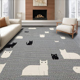 Ultra Soft Area Rug, Non Slip, Stain Resistant, Washable Area Rugs for Living Room, Bedroom, Stylish Cozy Cat Patterned Decor(Gray)