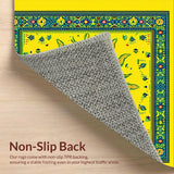 Ultra Soft Area Rug, Non Slip, Stain Resistant, Washable Area Rugs for Living Room, Bedroom, Charming Retro Sunbeam Artwork(Yellow)