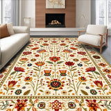Ultra Soft Area Rug, Non Slip, Stain Resistant, Washable Area Rugs for Living Room, Bedroom, Boho Bloom Bathroom Non Slip Artistic Floral Bath(Beige)