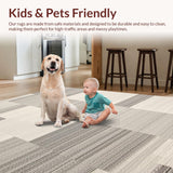 Ultra Soft Area Rug, Non Slip, Stain Resistant, Washable Area Rugs for Living Room, Bedroom, Neutral Toned Minimalist Textured Elegance(Gray)
