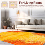 Ultra Soft Area Rug, Non Slip, Stain Resistant, Washable Area Rugs for Living Room, Bedroom, Radiant Colorful Sun Illustration(Yellow)