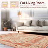 Ultra Soft Area Rug, Non Slip, Stain Resistant, Washable Area Rugs for Living Room, Bedroom, Earthy Tone Terracotta(Orange)