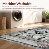 Ultra Soft Area Rug, Non Slip, Stain Resistant, Washable Area Rugs for Living Room, Bedroom, Chic Southwest Inspired Design(Gray)