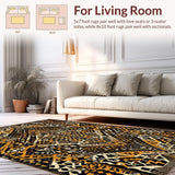 Ultra Soft Area Rug, Non Slip, Stain Resistant, Washable Area Rugs for Living Room, Bedroom, Contemporary Chic Cheetah Motif(Black)