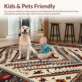 Ultra Soft Area Rug, Non Slip, Stain Resistant, Washable Area Rugs for Living Room, Bedroom, Rustic Tribal Patterned Aesthetic(Beige)
