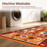 Ultra Soft Area Rug, Non Slip, Stain Resistant, Washable Area Rugs for Living Room, Bedroom, Artisanal Trellis Inspired Layout(Orange)