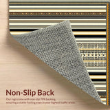 Ultra Soft Area Rug, Non Slip, Stain Resistant, Washable Area Rugs for Living Room, Bedroom, Black and Beige Striped Area(Black)