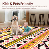Ultra Soft Area Rug, Non Slip, Stain Resistant, Washable Area Rugs for Living Room, Bedroom, Crisp Elegant Striped Arrangement(Pink)