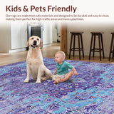 Ultra Soft Area Rug, Non Slip, Stain Resistant, Washable Area Rugs for Living Room, Bedroom, Chic Medallion Distressed Aesthetic(Purple)