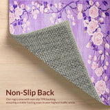 Ultra Soft Area Rug, Non Slip, Stain Resistant, Washable Area Rugs for Living Room, Bedroom, Whimsical Girly Flower Motif(Purple)