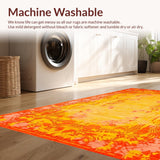Ultra Soft Area Rug, Non Slip, Stain Resistant, Washable Area Rugs for Living Room, Bedroom, Lively Soft Plush Patterned Delight(Orange)