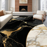 Ultra Soft Area Rug, Non Slip, Stain Resistant, Washable Area Rugs for Living Room, Bedroom, Elegant Luxurious Linear Patterns(Black)