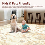Ultra Soft Area Rug, Non Slip, Stain Resistant, Washable Area Rugs for Living Room, Bedroom, Elegant Botanical Area Beige Hues with Floral Accents(Beige)