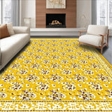 Ultra Soft Area Rug, Non Slip, Stain Resistant, Washable Area Rugs for Living Room, Bedroom, Stylish Black and Brown Pattern(Yellow)