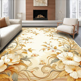 Ultra Soft Area Rug, Non Slip, Stain Resistant, Washable Area Rugs for Living Room, Bedroom, Stylish Indoor Floral Area in Beige Tones(Beige)