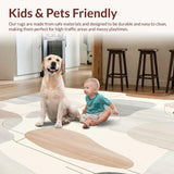 Ultra Soft Area Rug, Non Slip, Stain Resistant, Washable Area Rugs for Living Room, Bedroom, Abstract Brushstroke Design in Blended Beige and Grey(Beige)