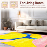 Ultra Soft Area Rug, Non Slip, Stain Resistant, Washable Area Rugs for Living Room, Bedroom, Chic Abstract Wave Motif(Yellow)
