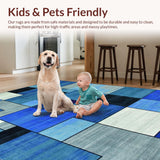 Ultra Soft Area Rug, Non Slip, Stain Resistant, Washable Area Rugs for Living Room, Bedroom, Vibrant Abstract Geometric Composition(Blue)