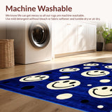 Ultra Soft Area Rug, Non Slip, Stain Resistant, Washable Area Rugs for Living Room, Bedroom, Vibrant Round Funky Art(Blue)