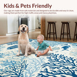 Ultra Soft Area Rug, Non Slip, Stain Resistant, Washable Area Rugs for Living Room, Bedroom, Serene Light Blue Nautical Print(Blue)