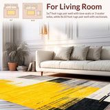 Ultra Soft Area Rug, Non Slip, Stain Resistant, Washable Area Rugs for Living Room, Bedroom, Chic Modern Artistic Expression(Yellow)