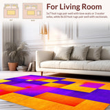 Ultra Soft Area Rug, Non Slip, Stain Resistant, Washable Area Rugs for Living Room, Bedroom, Eye-catching Lively Tiled Arrangement(Purple)