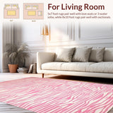 Ultra Soft Area Rug, Non Slip, Stain Resistant, Washable Area Rugs for Living Room, Bedroom, Chic Soft Pink Striped Aesthetic(Pink)