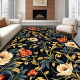 Ultra Soft Area Rug, Non Slip, Stain Resistant, Washable Area Rugs for Living Room, Bedroom, Artistic Floral Pattern with Depth(Black)