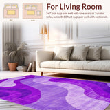 Ultra Soft Area Rug, Non Slip, Stain Resistant, Washable Area Rugs for Living Room, Bedroom, Contemporary Chic Fluid Pattern(Purple)