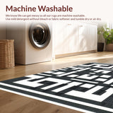 Ultra Soft Area Rug, Non Slip, Stain Resistant, Washable Area Rugs for Living Room, Bedroom, Washable Area Rug Black & White Contemporary Design(Black)
