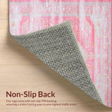 Ultra Soft Area Rug, Non Slip, Stain Resistant, Washable Area Rugs for Living Room, Bedroom, Rustic Textured Geometric Harmony(Pink)