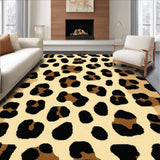 Ultra Soft Area Rug, Non Slip, Stain Resistant, Washable Area Rugs for Living Room, Bedroom, Minimalist Brown Leopard Theme(Beige)