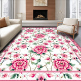 Ultra Soft Area Rug, Non Slip, Stain Resistant, Washable Area Rugs for Living Room, Bedroom, Delicate Green Leaf Arrangement(White)