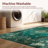 Ultra Soft Area Rug, Non Slip, Stain Resistant, Washable Area Rugs for Living Room, Bedroom, Eclectic Green Tinted Elegance(Blue)