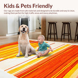 Ultra Soft Area Rug, Non Slip, Stain Resistant, Washable Area Rugs for Living Room, Bedroom, Lively Abstract Sunray Design(Orange)