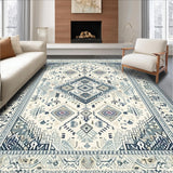 Ultra Soft Area Rug, Non Slip, Stain Resistant, Washable Area Rugs for Living Room, Bedroom, Rustic Gray Tiled Motif(Beige)