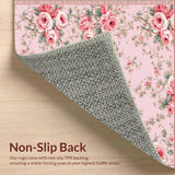 Ultra Soft Area Rug, Non Slip, Stain Resistant, Washable Area Rugs for Living Room, Bedroom, Chic Contemporary Floral Elegance(Pink)