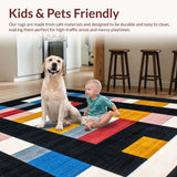 Ultra Soft Area Rug, Non Slip, Stain Resistant, Washable Area Rugs for Living Room, Bedroom, Chic Minimalist Dual-Tone Alignment(Black)
