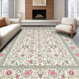 Ultra Soft Area Rug, Non Slip, Stain Resistant, Washable Area Rugs for Living Room, Bedroom, Vibrant Garden-Inspired Decor(Beige)