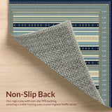Beige Blue Vintage Stripe Hallway(Blue)