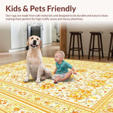 Ultra Soft Area Rug, Non Slip, Stain Resistant, Washable Area Rugs for Living Room, Bedroom, Elegant Subtle Floral Arrangement(Ivory)