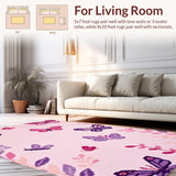 Ultra Soft Area Rug, Non Slip, Stain Resistant, Washable Area Rugs for Living Room, Bedroom, Playful Pastel Butterfly Aesthetic(Pink)