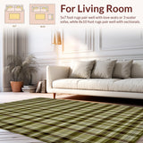 Ultra Soft Area Rug, Non Slip, Stain Resistant, Washable Area Rugs for Living Room, Bedroom, Warm Neutral Plaid Overlay(Brown)