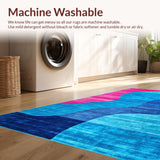 Ultra Soft Area Rug, Non Slip, Stain Resistant, Washable Area Rugs for Living Room, Bedroom, Elegant Contemporary Wave Aesthetic(Blue)